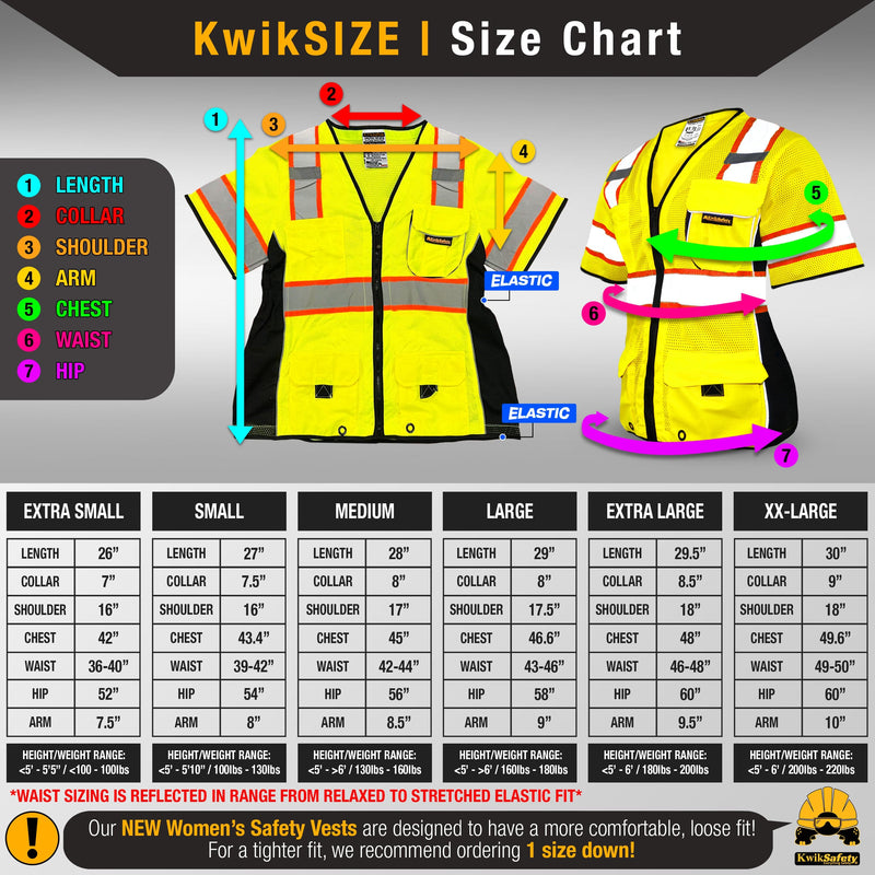 KwikSafety | Duchess Safety Vest for Women | Size Chart