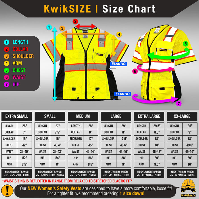 KwikSafety DUCHESS Safety Vest for Women (NEW SIZING) Class 3 ANSI Tested OSHA Compliant Hi Vis Mesh Slim Fit Work Gear - Model No.: KS3335 - KwikSafety