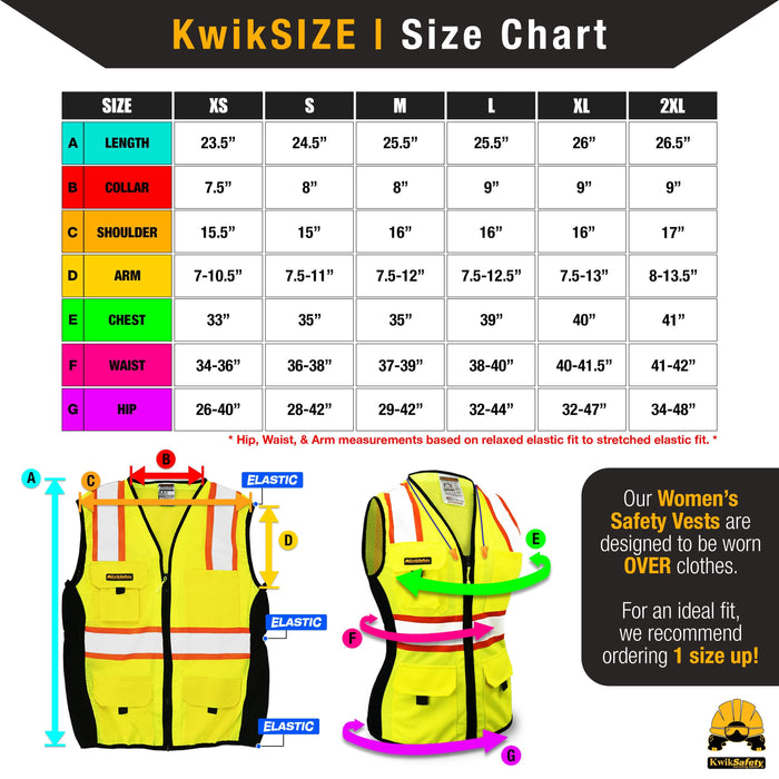 KwikSafety FIRST LADY Safety Vest for Women (Solid Reflective Tape) Class 2 ANSI Tested OSHA Compliant Hi Vis Reflective PPE Surveyor - Model No.: KS3319 - KwikSafety