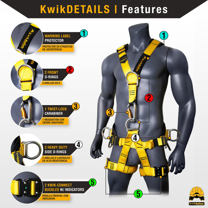 KwikSafety CANOPY KING Full Body Climbing Harness [5 D-Ring, Back & Shoulder Support] Rock Climbing, Rappelling, Recreational Tree Climbing Harness - Model No.: KS6609 - KwikSafety