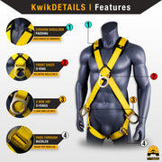 KwikSafety MONSOON Safety Harness ANSI OSHA Fall Protection 4 D Ring - Model No.: KS6611 - KwikSafety