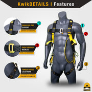 KwikSafety SUPERCELL Safety Harness ANSI Fall Protection Tongue Buckle 3D Ring - Model No.: KS6605 - KwikSafety