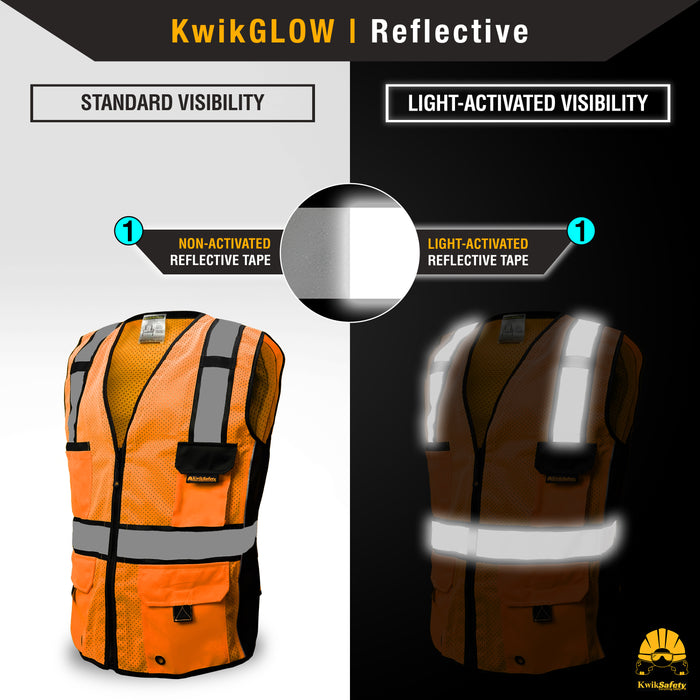 KwikSafety ROADBOSS ECONOMY Safety Vest (Solid Reflective Tape) Class 2 ANSI Tested OSHA Compliant Hi Vis Reflective PPE Surveyor - Model No.: KS3331