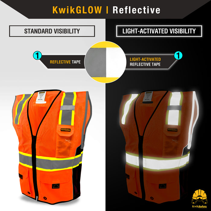 2XL Orange Surveyor Safety Vest - ANSI/ISEA 107-2015 Compliant, Two-Tone Design