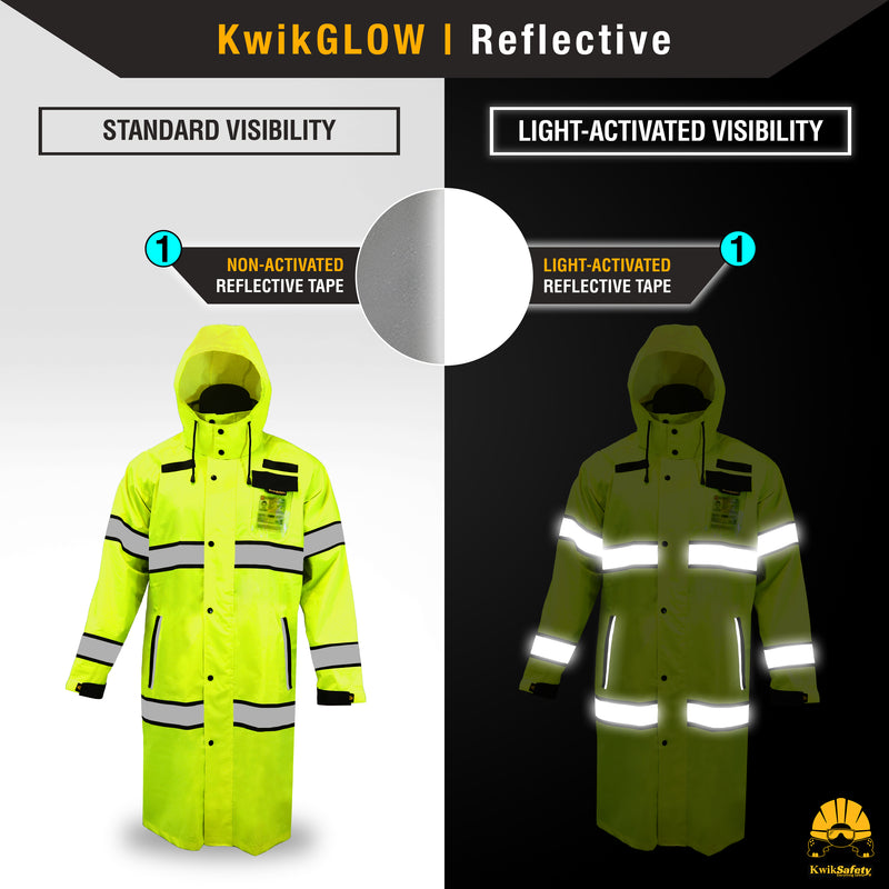 KwikSafety | Torrent Trench Coat Hi Vis Rain Gear | Reflectivity