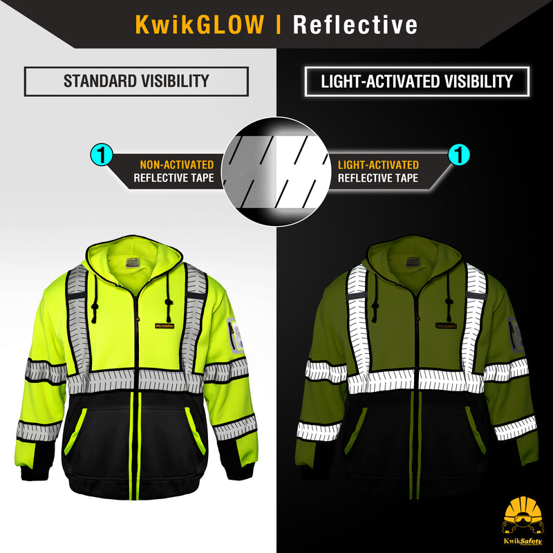 KwikSafety | Patrol Hi Vis Fleece Hoodie | Reflectivity