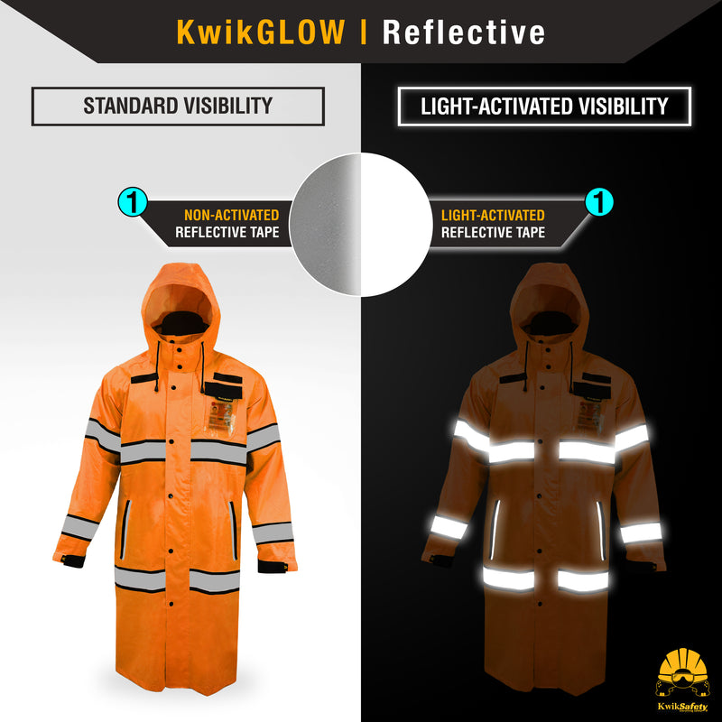 KwikSafety | Torrent Trench Coat Hi Vis Rain Gear | Reflectivity