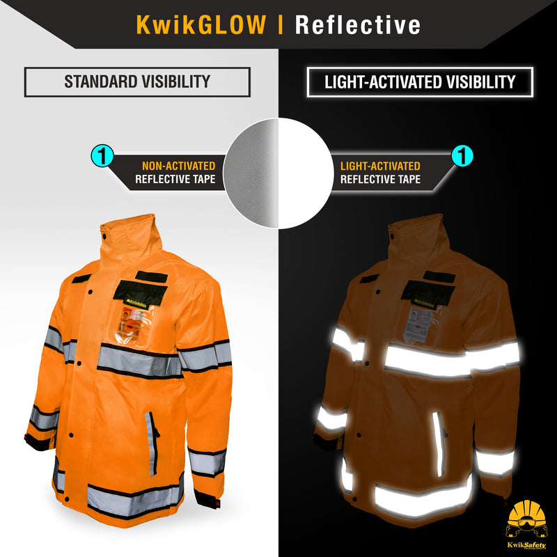 KwikSafety | Torrent Hi Vis Rain Jacket | Reflectivity