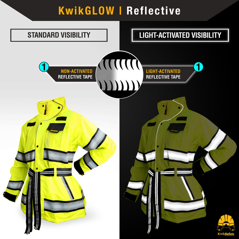 KwikSafety Women's TORRENT Safety Rain Jacket for Women (w/ BELT) Clas