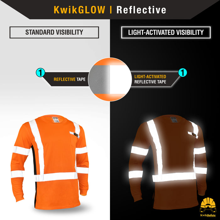 KwikSafety OPERATOR Safety Shirt (SOLID REFLECTIVE TAPE) Class 3 Long Sleeve ANSI Tested OSHA Compliant Hi Vis Reflective PPE - Model No.: KS4404