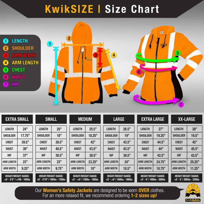 KwikSafety ROGUE Safety Hoodie for Women (NO FUZZ BALLS) Class 3 ANSI OSHA Reflective Fleece Hi Viz Construction PPE - Model No.: KS5517