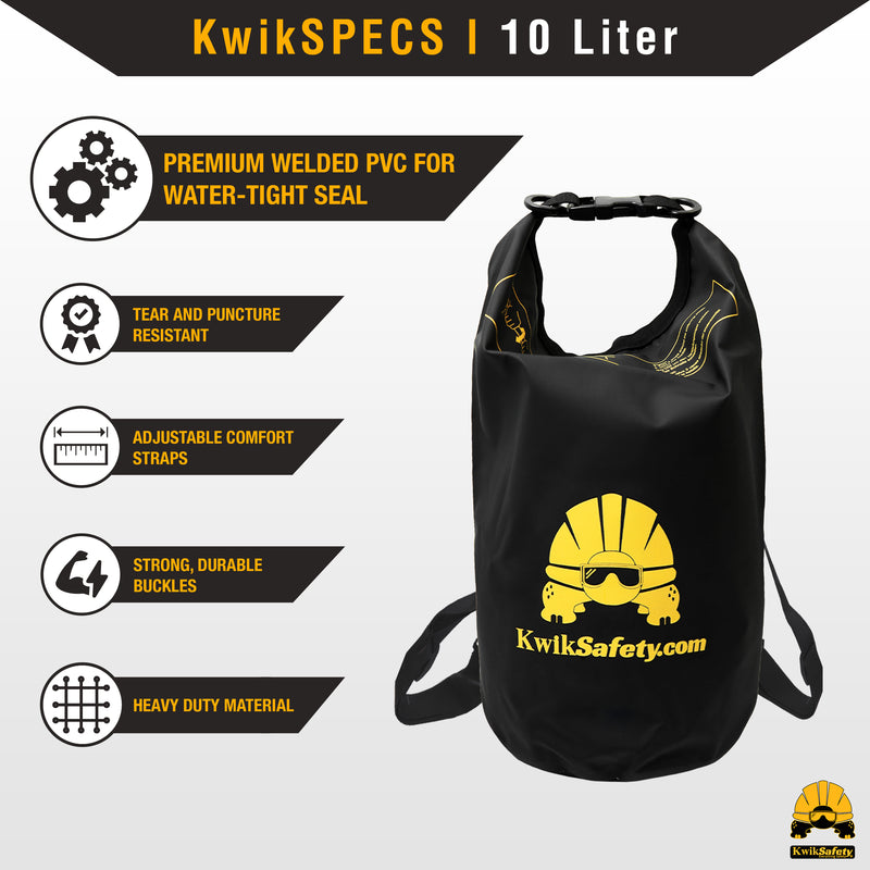 KwikSafety DRY BAG (5L, 10L, 20L) PVC & Fabric, Waterproof, Lightweight, Roll-Top Closure - Model No.: KS1111 - KwikSafety
