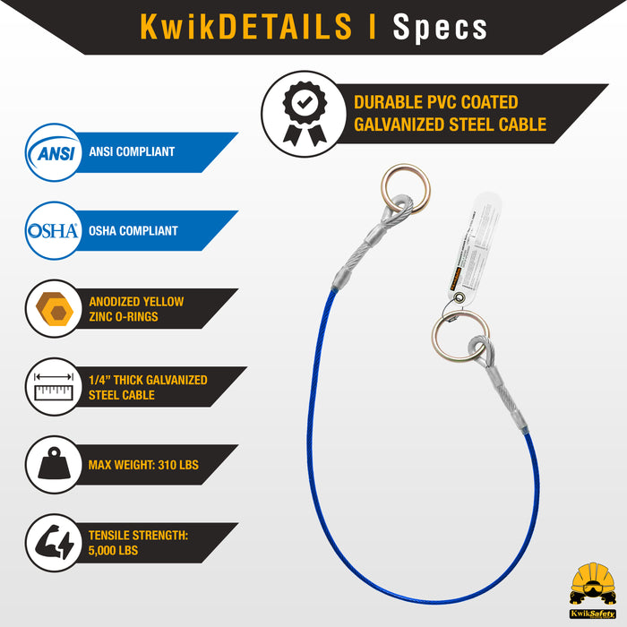 KwikSafety LEMUR Cable Anchor Sling 6' ANSI OSHA Fall Protection Restraint PPE - Model No.: KS7850