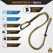 KwikSafety KRAKEN Heavy Duty ANSI Tested OSHA Compliant Bungee Tool Lanyard w/ Carabiner Clip - Model No.:KS7903 - KwikSafety