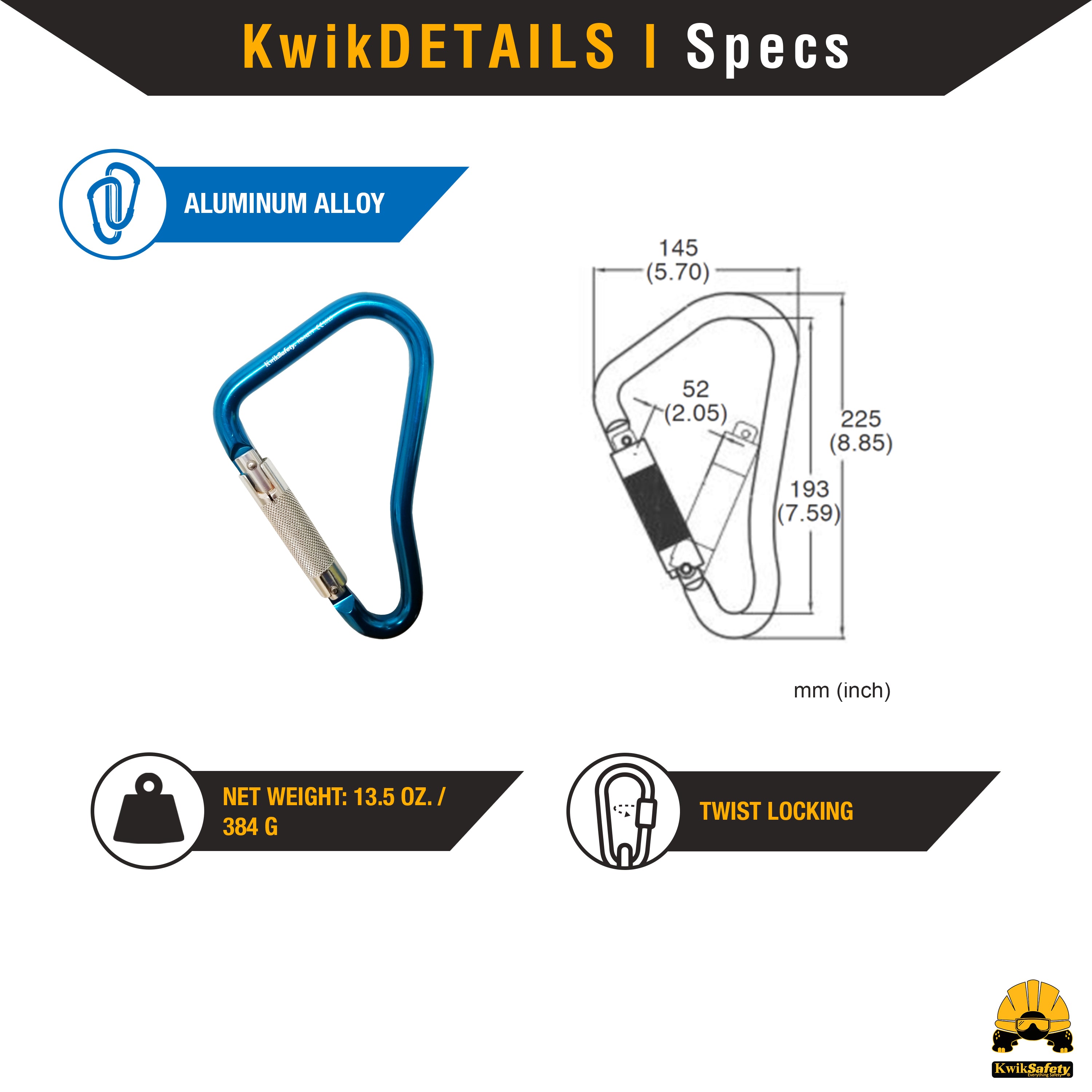 Twist Locking Carabiner | Aluminum - KwikSafety
