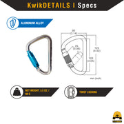KwikSafety Twist Locking Aluminium Carabiners by KwikSafety - KwikSafety