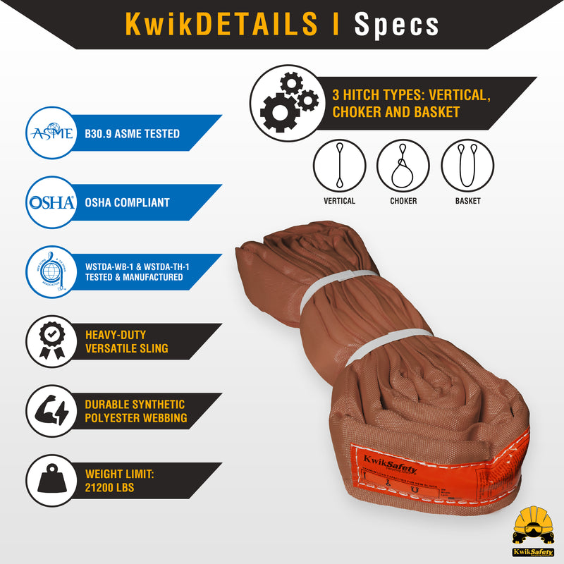 KwikSafety ANACONDA High Tensile Endless Polyester Lifting Round Sling | Red - Model No.: KS8811R - KwikSafety