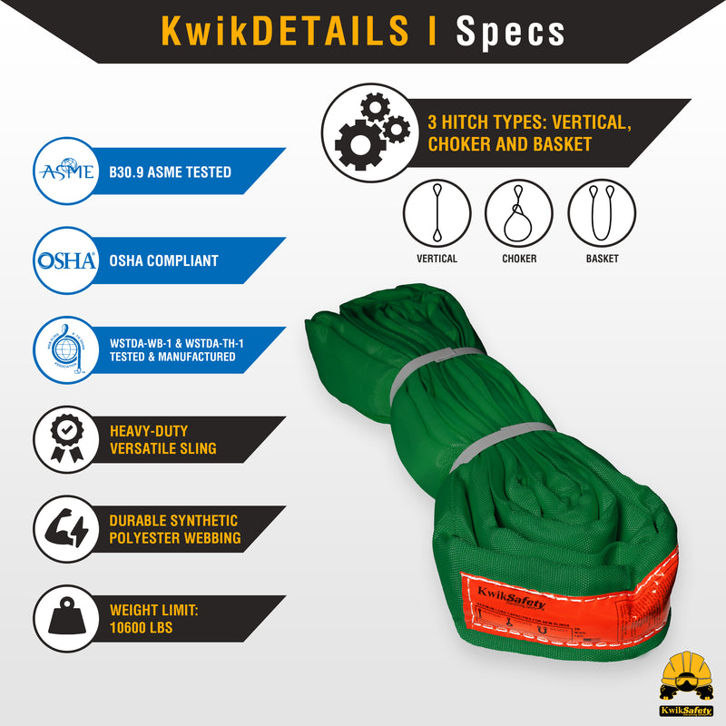 KwikSafety ANACONDA High Tensile Endless Polyester Lifting Round Sling | Red - Model No.: KS8811R - KwikSafety