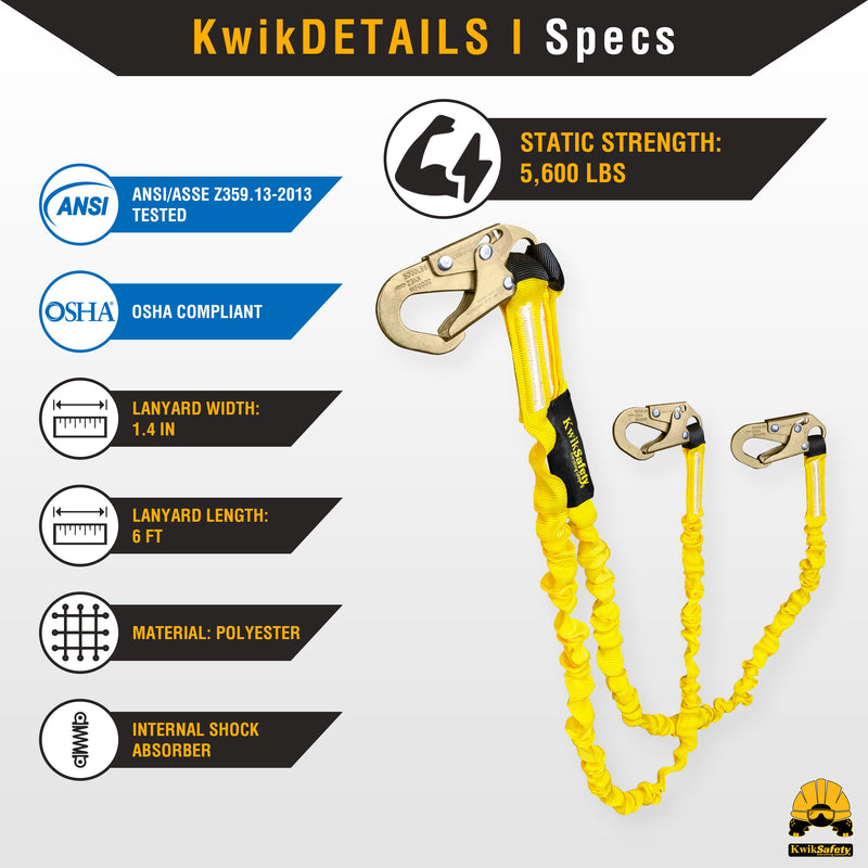 KwikSafety | Rattler 6' Double-Leg Safety Lanyard | Product Specifications