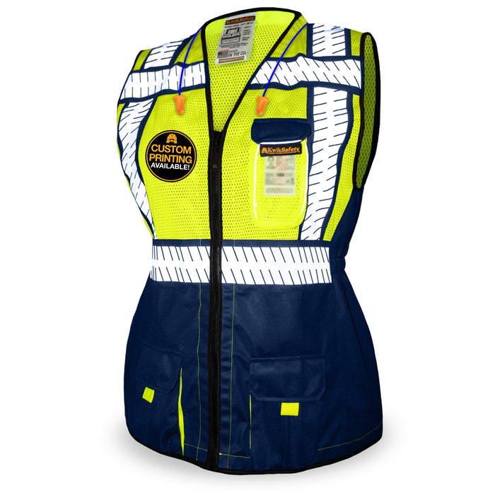 KwikSafety SHERIFF Class 2 Safety Vest for Women ANSI OSHA Compliant Hi Vis PPE Work Gear - Model No.: KS3338 - KwikSafety