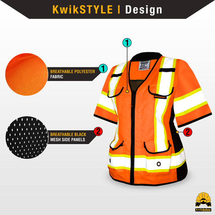 KwikSafety GODMOTHER Safety Vest for Women (RELAXED FIT) Class 3 ANSI Tested OSHA Compliant Reflective Work Gear PPE - Model No.: KS3336C3