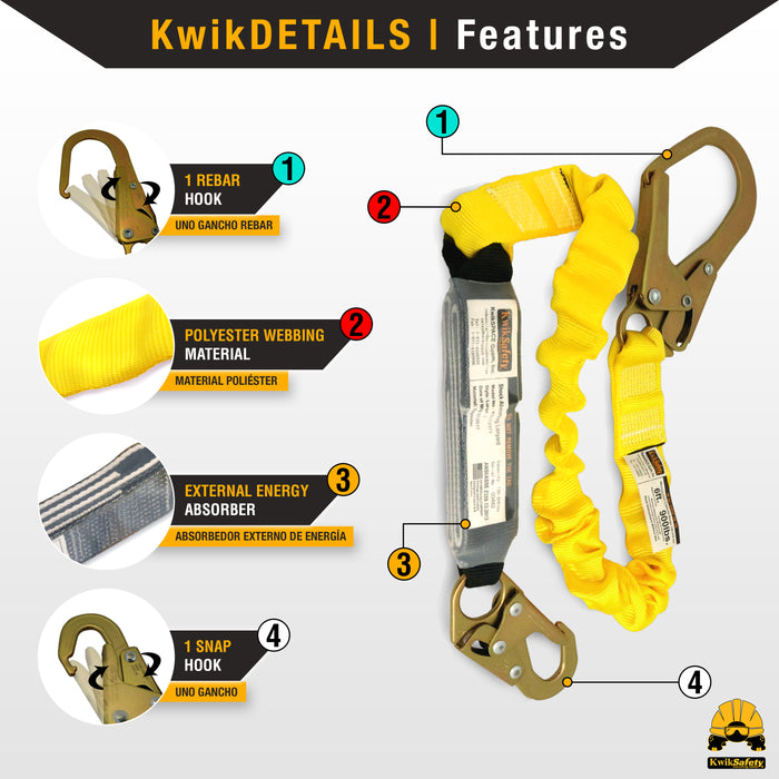 KwikSafety HURRICANE Safety Harness ANSI Fall Protection 3D Ring + Back Support - Model No.: KS6603