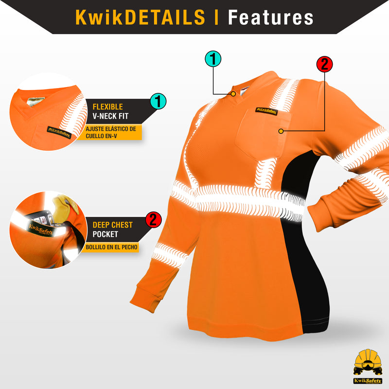 KwikSafety | Vixen Long Sleeve Safety Shirt | Product Features