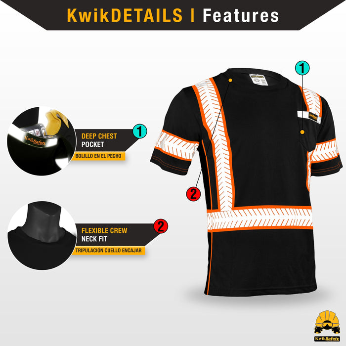 KwikSafety RENAISSANCE MAN Safety Shirt (FISHBONE TAPE) Short Sleeve Hi Vis Reflective PPE - Model No.: KS4401BLK - KwikSafety