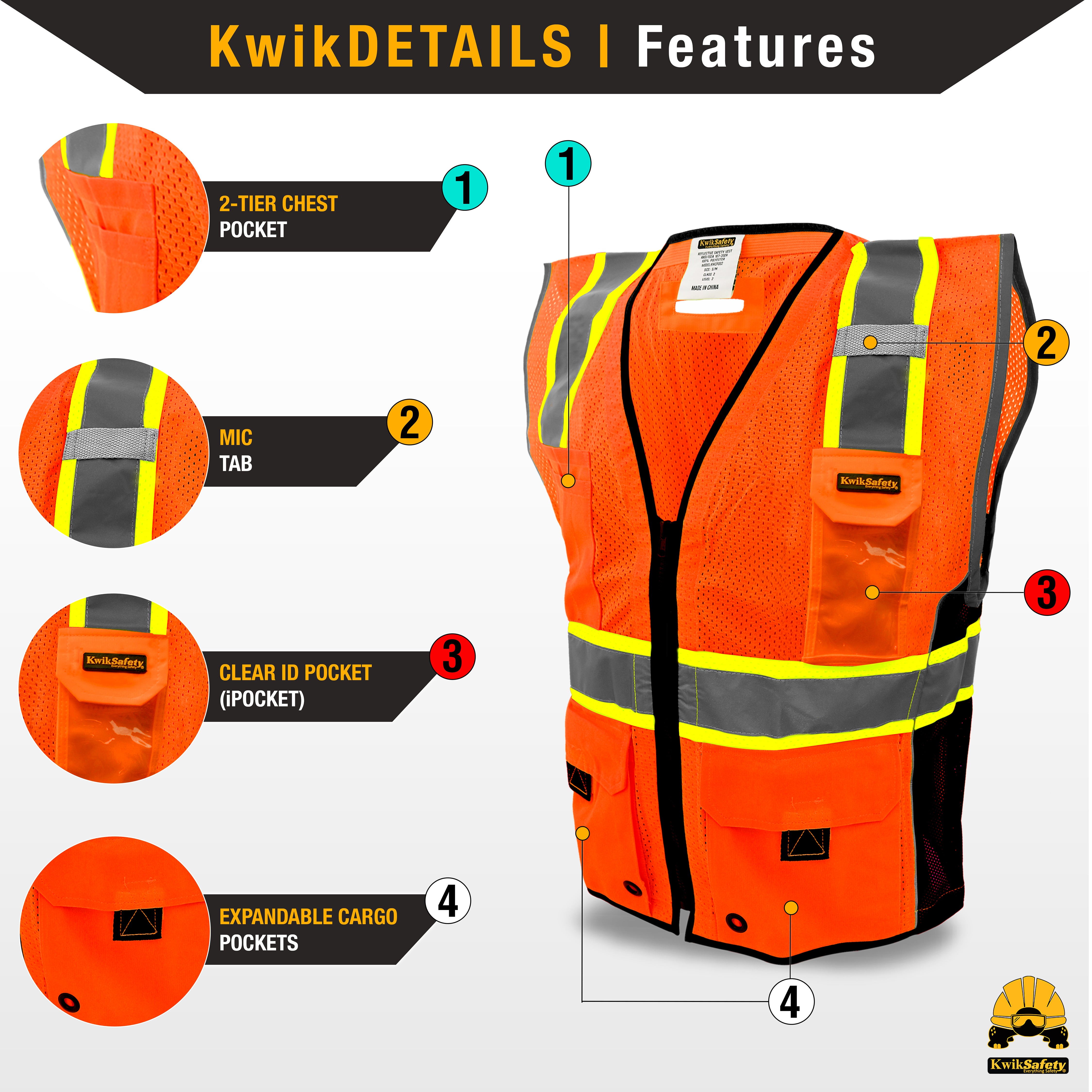 Premium iPocket Safety Vest | High Visibility by KwikSafety