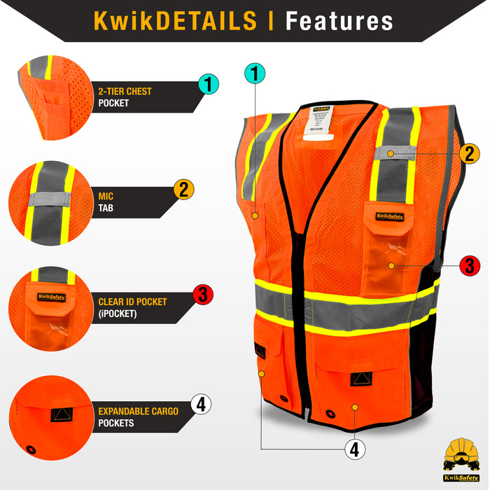 KwikSafety GRAND KAHUNA | ANSI Class 2 Premium Safety Vest - Model No.: KS3306 - KwikSafety