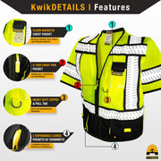 KwikSafety SPECIALIST Safety Vest (Multi-Use Pockets) Class 3 ANSI Tested OSHA Compliant Hi Vis Reflective PPE Surveyor  - Model No.: KS3304C3 - KwikSafety