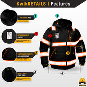 KwikSafety | Enforcer Hi Vis Bomber Jacket | Product Features