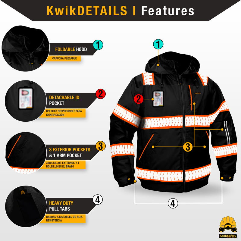 KwikSafety | Enforcer Hi Vis Bomber Jacket | Product Features