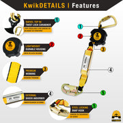 KwikSafety 20' MAMBA WEB Carbonate Housing Self Retracting Lifeline SRL - Model No.:KS7923 - KwikSafety