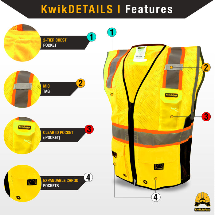 KwikSafety GRAND KAHUNA | ANSI Class 2 Premium Safety Vest - Model No.: KS3306 - KwikSafety