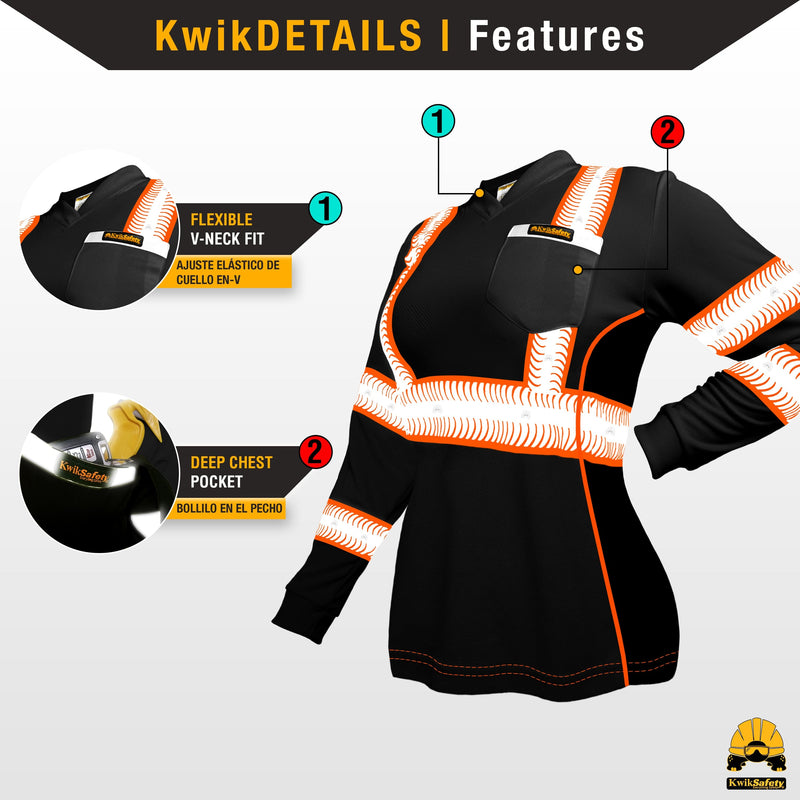 KwikSafety | Vixen Long Sleeve Safety Shirt | Product Features