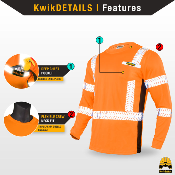 KwikSafety RENAISSANCE MAN Safety Shirt (FISHBONE TAPE) Class 3 Long Sleeve ANSI Tested OSHA Compliant Hi Vis Reflective PPE - Model No.: KS4402