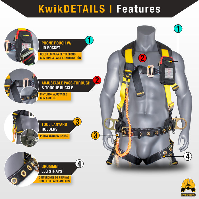 KwikSafety mini MAMBA Twin Leg 6' Self Retracting Lifeline, Web - Model No.: KS7931 - KwikSafety