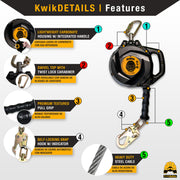 KwikSafety 20' MAMBA CABLE Self Retracting Lifeline ANSI Class B SRL - Model No.: KS7924 - KwikSafety