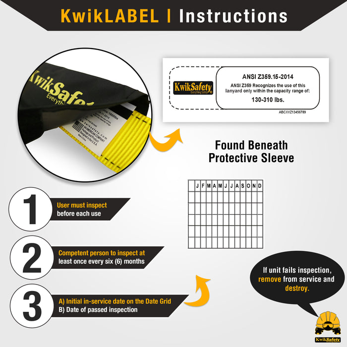 KwikSafety BOA 6' ANSI 1 Leg Fall Protection Safety Lanyard with Shock Absorber - Model No.: KS7701 - KwikSafety