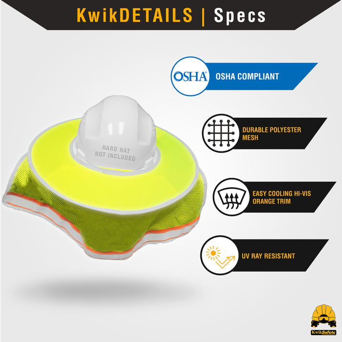 KwikSafety LORD VADER Hard Hat Sun Shade (COOLING MESH) ANSI OSHA Reflective FULL BRIM Foldable Neck Protection - Model No.: KS1502