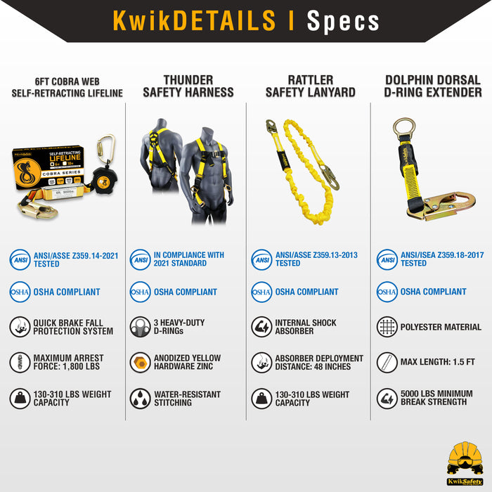 KwikSafety 6' COBRA WEB Self Retracting Lifeline ANSI Poly SRL - Model No.: KS7911