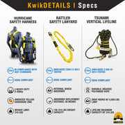 KwikSafety HURRICANE Safety Harness ANSI Fall Protection 3D Ring + Back Support - Model No.: KS6603 - KwikSafety