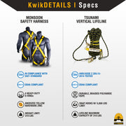 KwikSafety MONSOON Safety Harness ANSI OSHA Fall Protection 4 D Ring - Model No.: KS6611 - KwikSafety