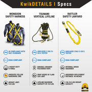 KwikSafety MONSOON Safety Harness ANSI OSHA Fall Protection 4 D Ring - Model No.: KS6611 - KwikSafety