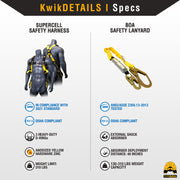 KwikSafety SUPERCELL Safety Harness ANSI Fall Protection Tongue Buckle 3D Ring - Model No.: KS6605 - KwikSafety