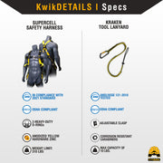 KwikSafety SUPERCELL Safety Harness ANSI Fall Protection Tongue Buckle 3D Ring - Model No.: KS6605 - KwikSafety