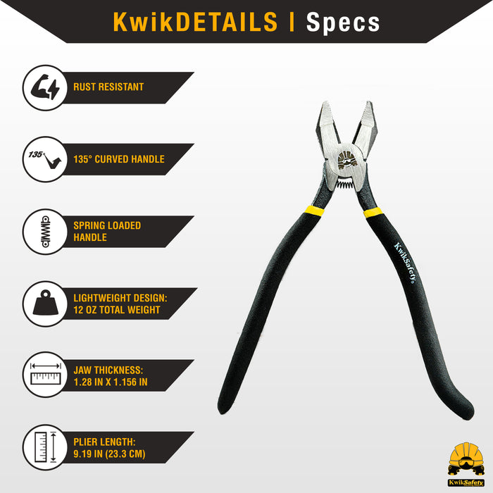 KwikSafety PINZA KIT Diagonal Ironworker Pliers Heavy Duty Aluminum Tie Wire Reel - Model No.: KS7781 - KwikSafety