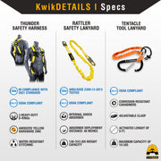 KwikSafety THUNDER Safety Harness OSHA ANSI Fall Protection PPE Construction 3 D Ring - Model No.: KS6602 - KwikSafety