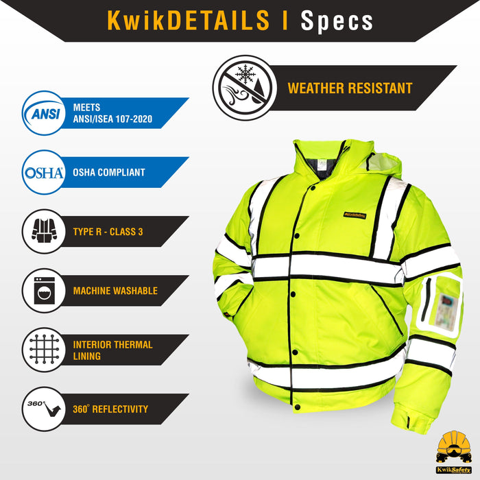 SHORFUNE High Visibility Safety Jacket, Class 3 Waterproof Hi Vis